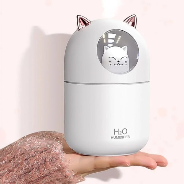 Umidificador e Difusor Infantil Gatinho com Luz RGB e Aromaterapia