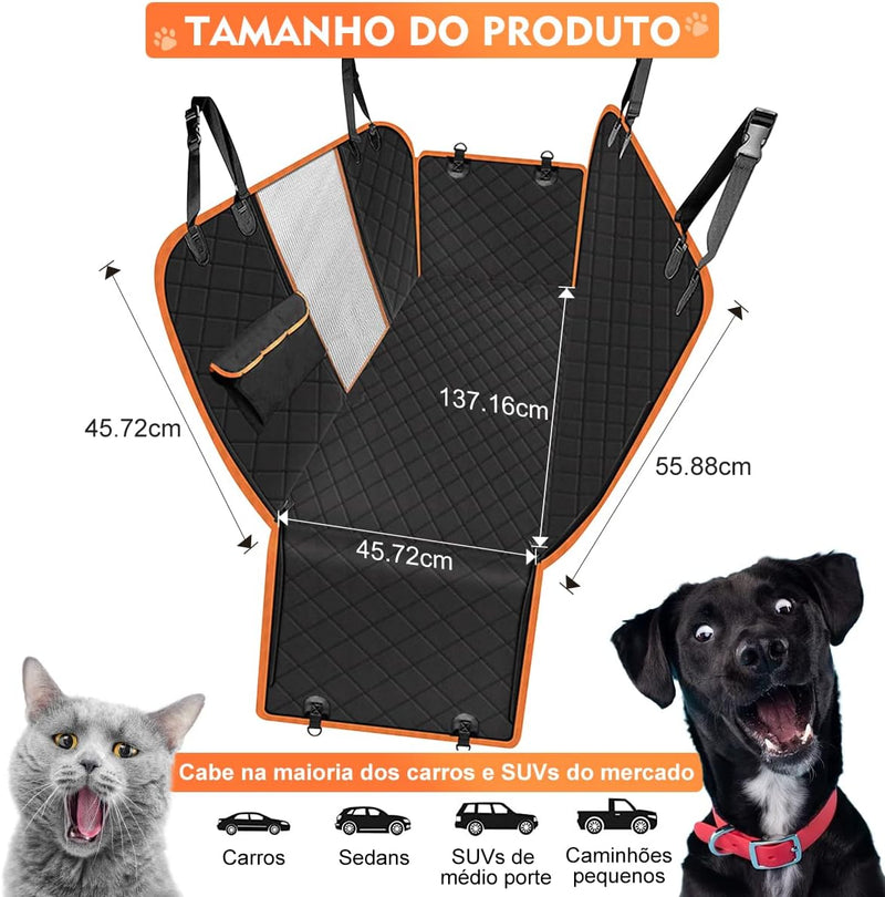 Capa Protetora Banco Traseiro Pet Cães Gatos 4 em 1