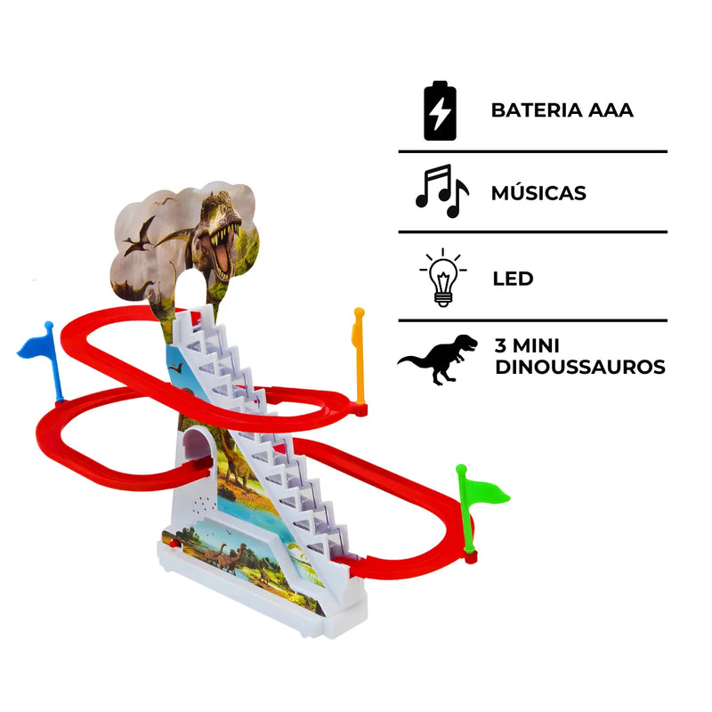 Pista Montanha Russa Elétrica de Dinossauro Com Luz e Música