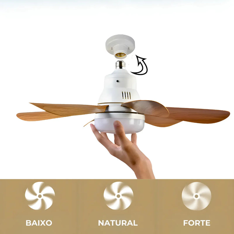 Luminária Ventilador Teto com Controle Remoto - 5 Pétalas